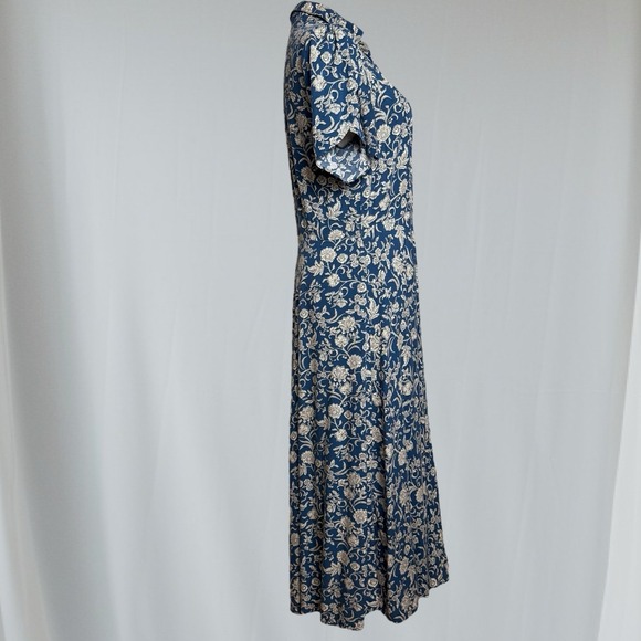 CHAPS Womens Midi Floral Dress Size S Blue Flutter Sleeve Cottagecore‎ Fairy - Picture 4 of 16